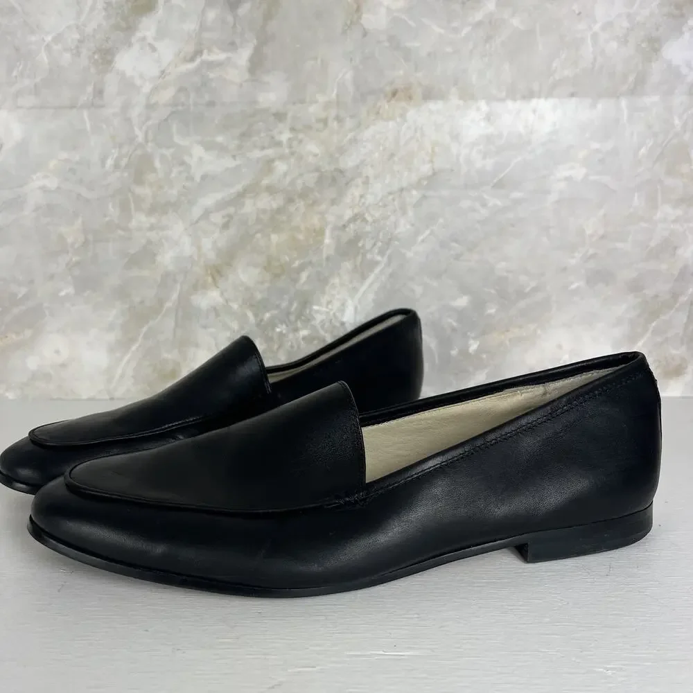 Sam Edelman Leon Black Leather Loafers US 10M Classic Slip-on Round Toe